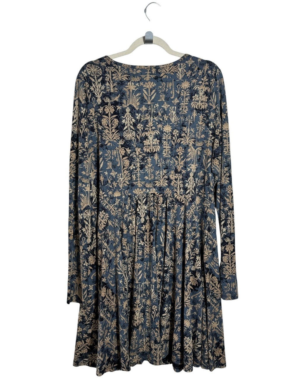 Peruvian Connection Pima Modal Jersey Dress XL Long Sleeve Blue Botanical - Picture 3 of 8